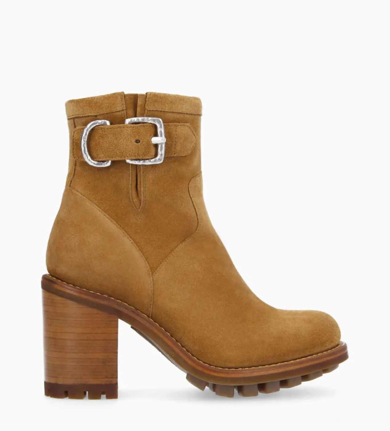 FREE LANCE Paris Boot biker à boucle - Justy 90 - Cuir velours - Biscuit Cheap