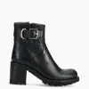 FREE LANCE Paris Boot biker à boucle - Justy 70 - Cuir lavé embossé python - Noir Cheap