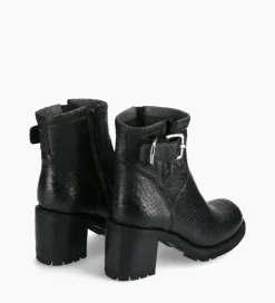 FREE LANCE Paris Boot biker à boucle - Justy 70 - Cuir lavé embossé python - Noir Cheap