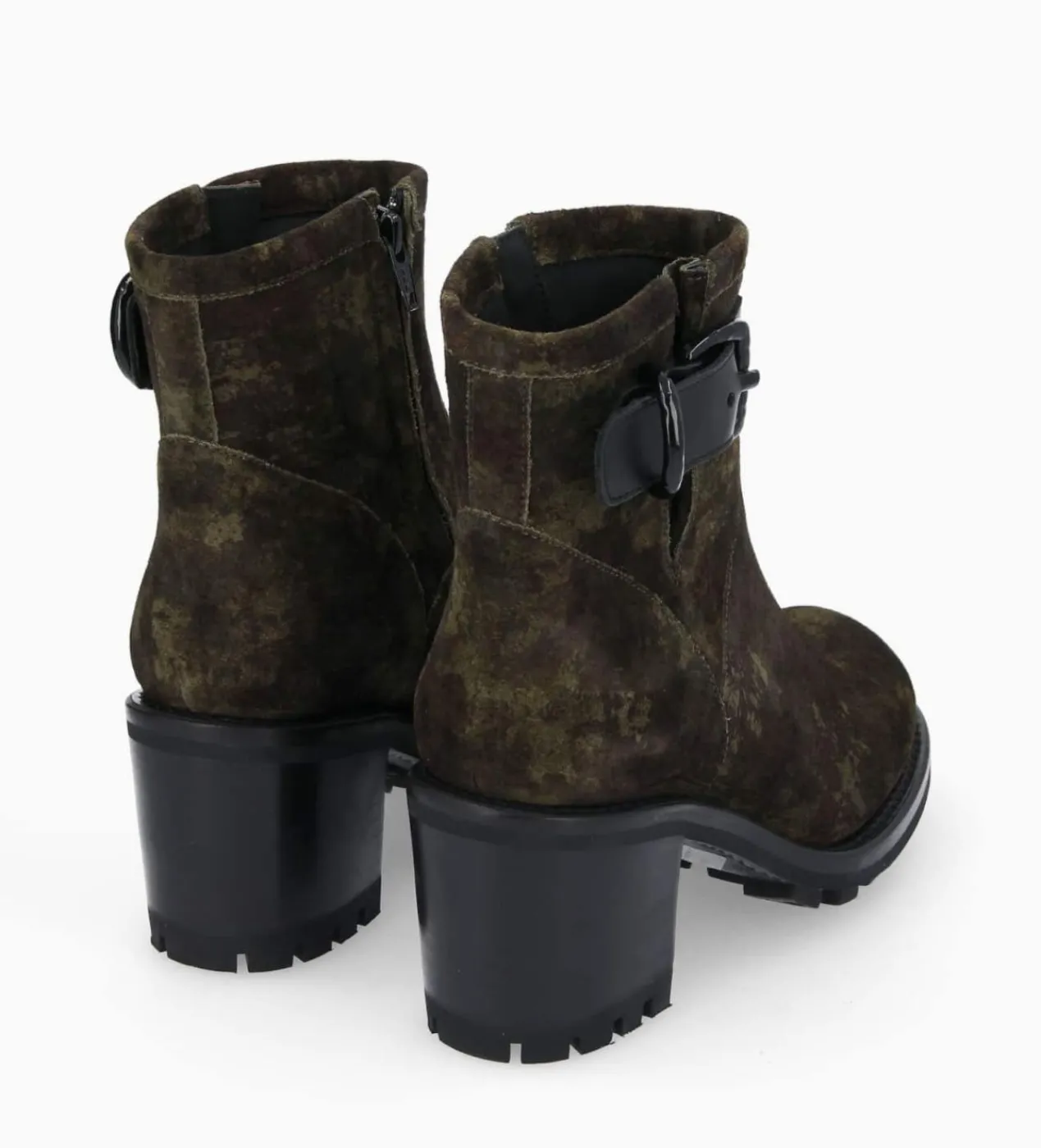 FREE LANCE Paris Boot biker à boucle - Justy 70 - Cuir velours - Camouflage Cheap