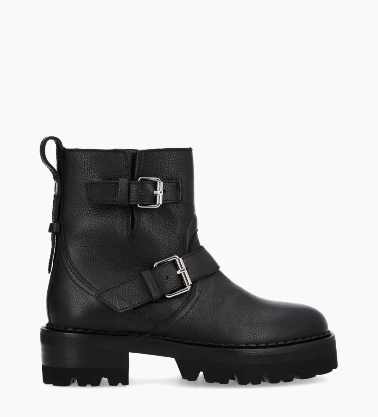 FREE LANCE Paris Boot biker à double boucle - Carrie 45 - Cuir grainé - Noir Flash Sale
