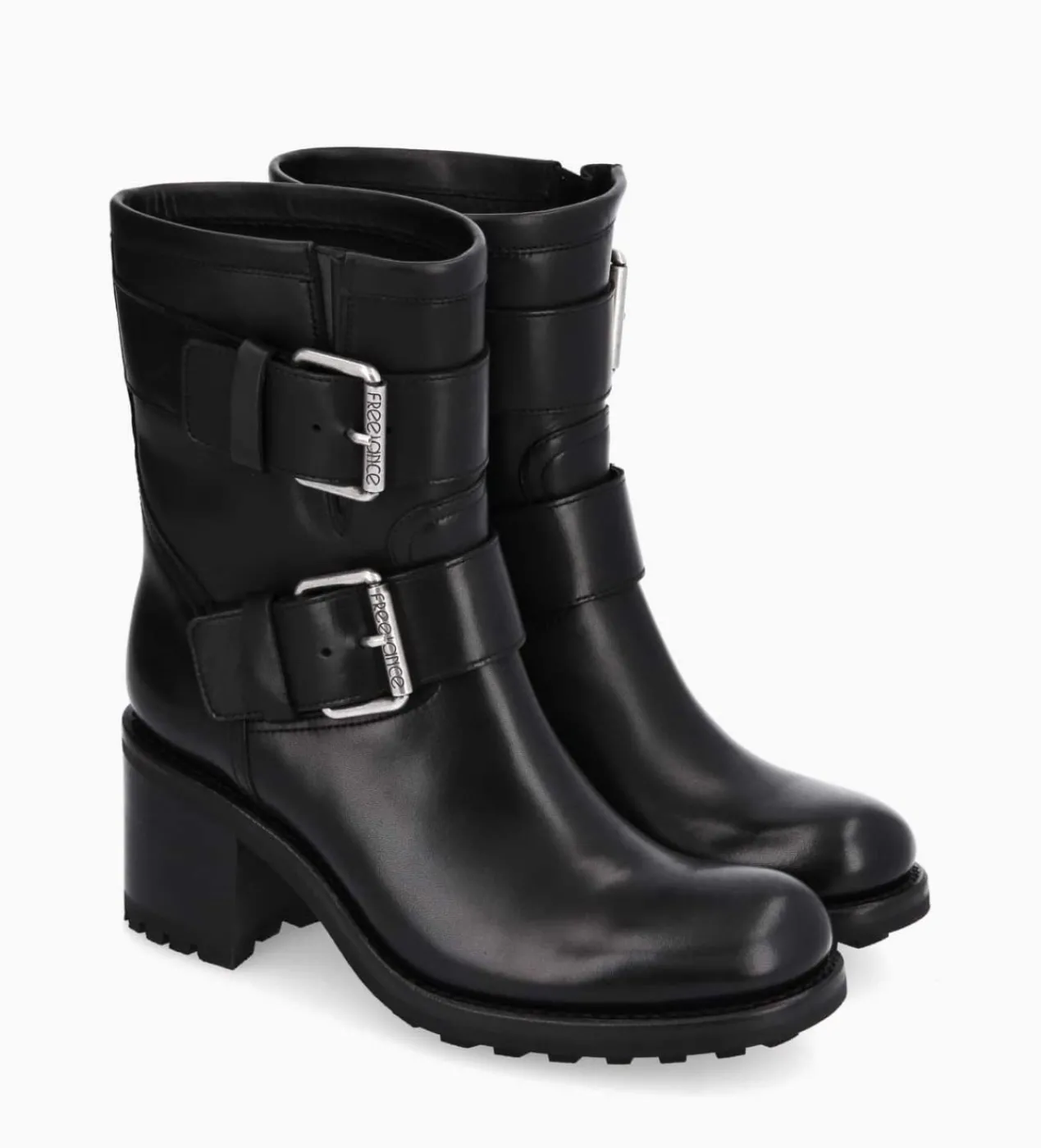 FREE LANCE Paris Boot biker à double boucle - Biker 70 - Cuir lisse - Noir Online