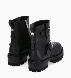 FREE LANCE Paris Boot biker à double boucle - Carrie 45 - Cuir grainé - Noir Flash Sale