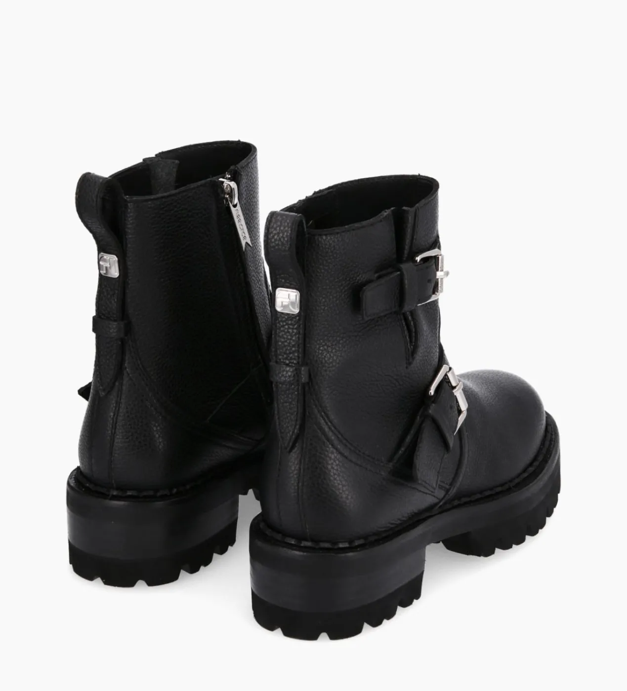 FREE LANCE Paris Boot biker à double boucle - Carrie 45 - Cuir grainé - Noir Flash Sale