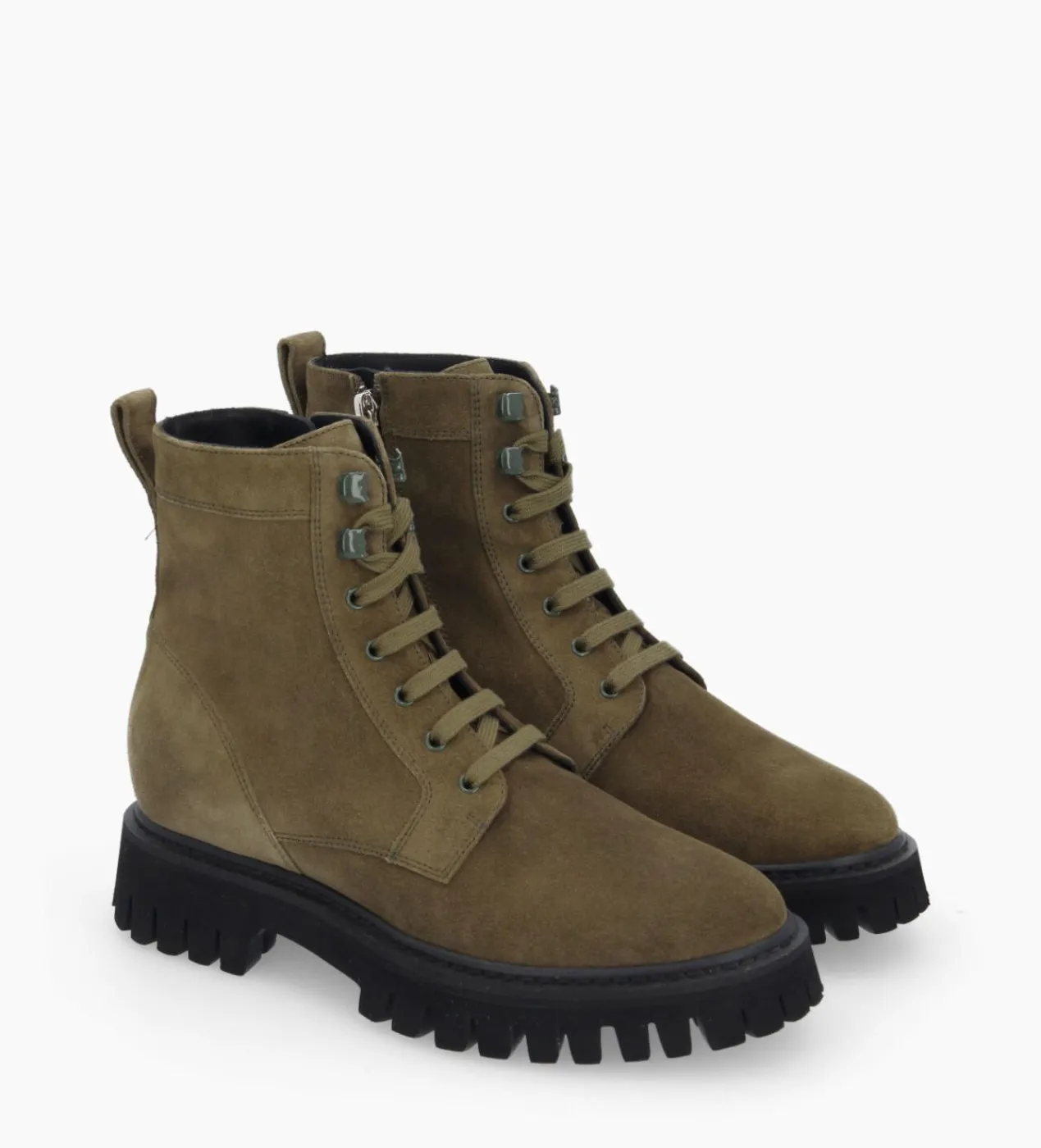 FREE LANCE Paris Boot ranger à zip - Gisèle - Cuir velours - Kaki New