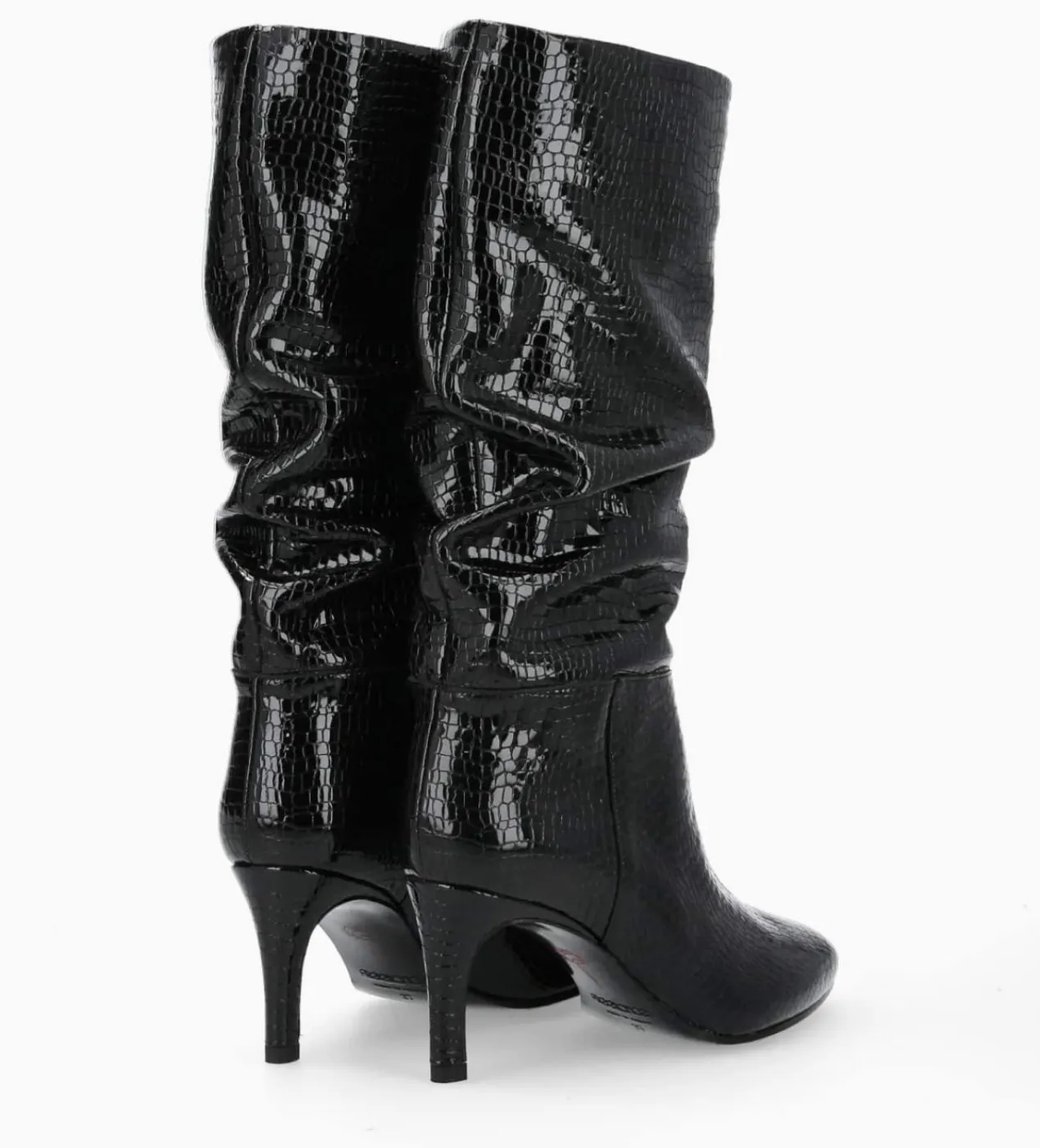 FREE LANCE Paris Botte à talon - Céleste 65 - Cuir imprimé serpent verni - Noir Fashion