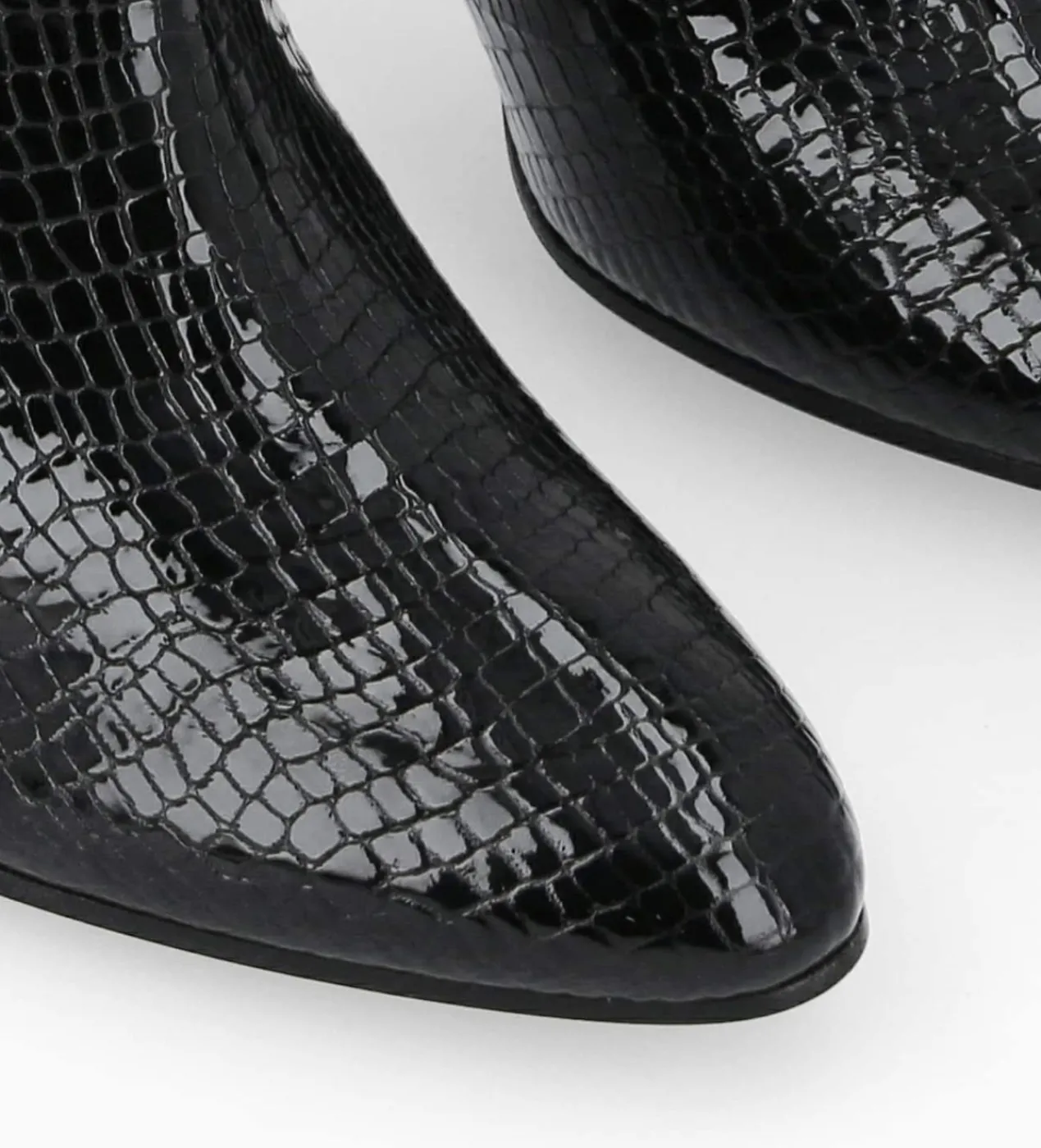 FREE LANCE Paris Botte à talon - Céleste 65 - Cuir imprimé serpent verni - Noir Fashion
