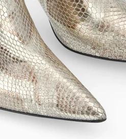 FREE LANCE Paris Botte à talon avec boucles - Cathy 85 - Cuir imprimé serpent - Doré Cheap