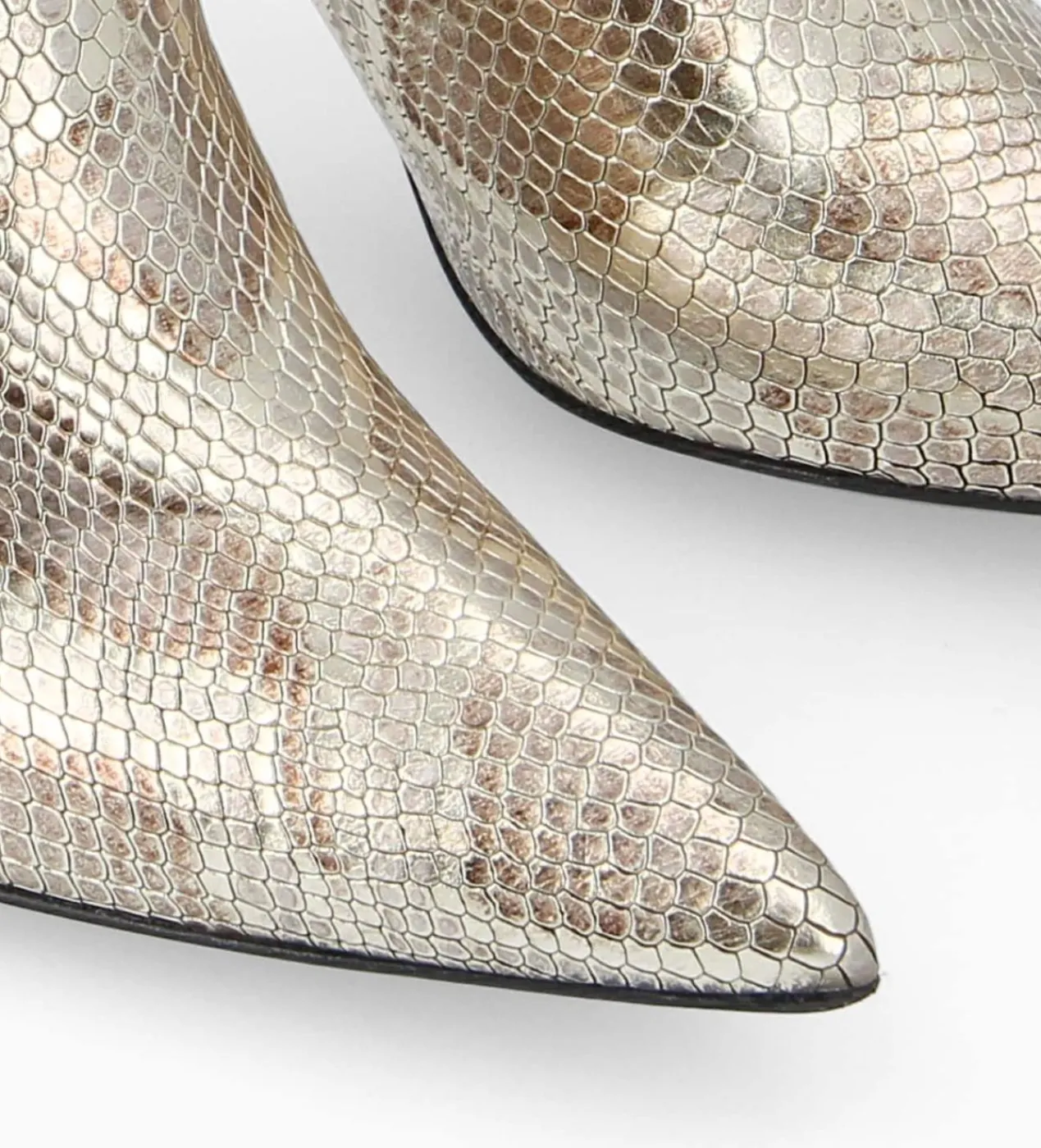 FREE LANCE Paris Botte à talon avec boucles - Cathy 85 - Cuir imprimé serpent - Doré Cheap