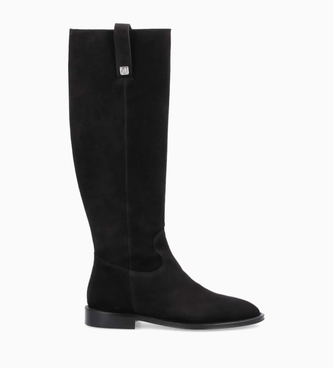 FREE LANCE Paris Botte à talon plat - Joan - Cuir velours - Noir Shop