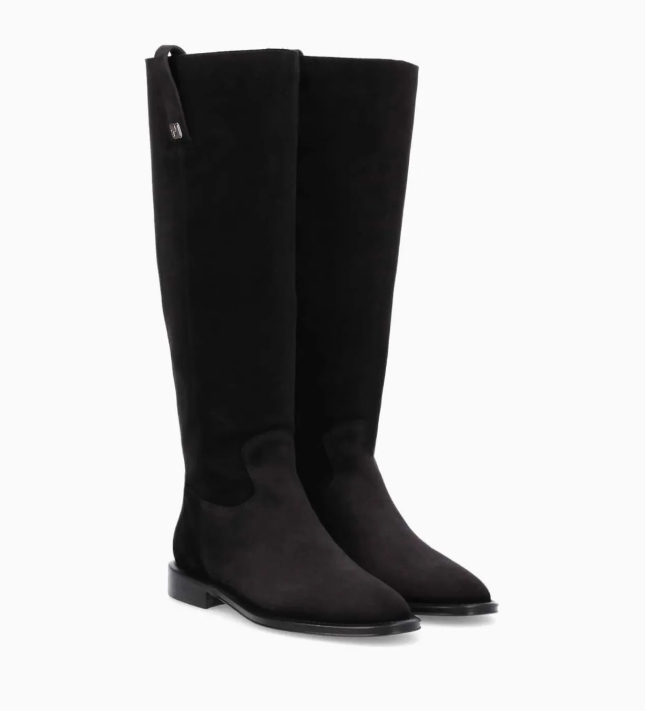 FREE LANCE Paris Botte à talon plat - Joan - Cuir velours - Noir Shop