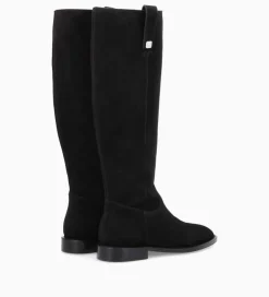 FREE LANCE Paris Botte à talon plat - Joan - Cuir velours - Noir Shop