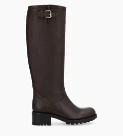 FREE LANCE Paris Botte biker à boucle - Biker 40 - Cuir grainé - Marron foncé Marronfoncé New