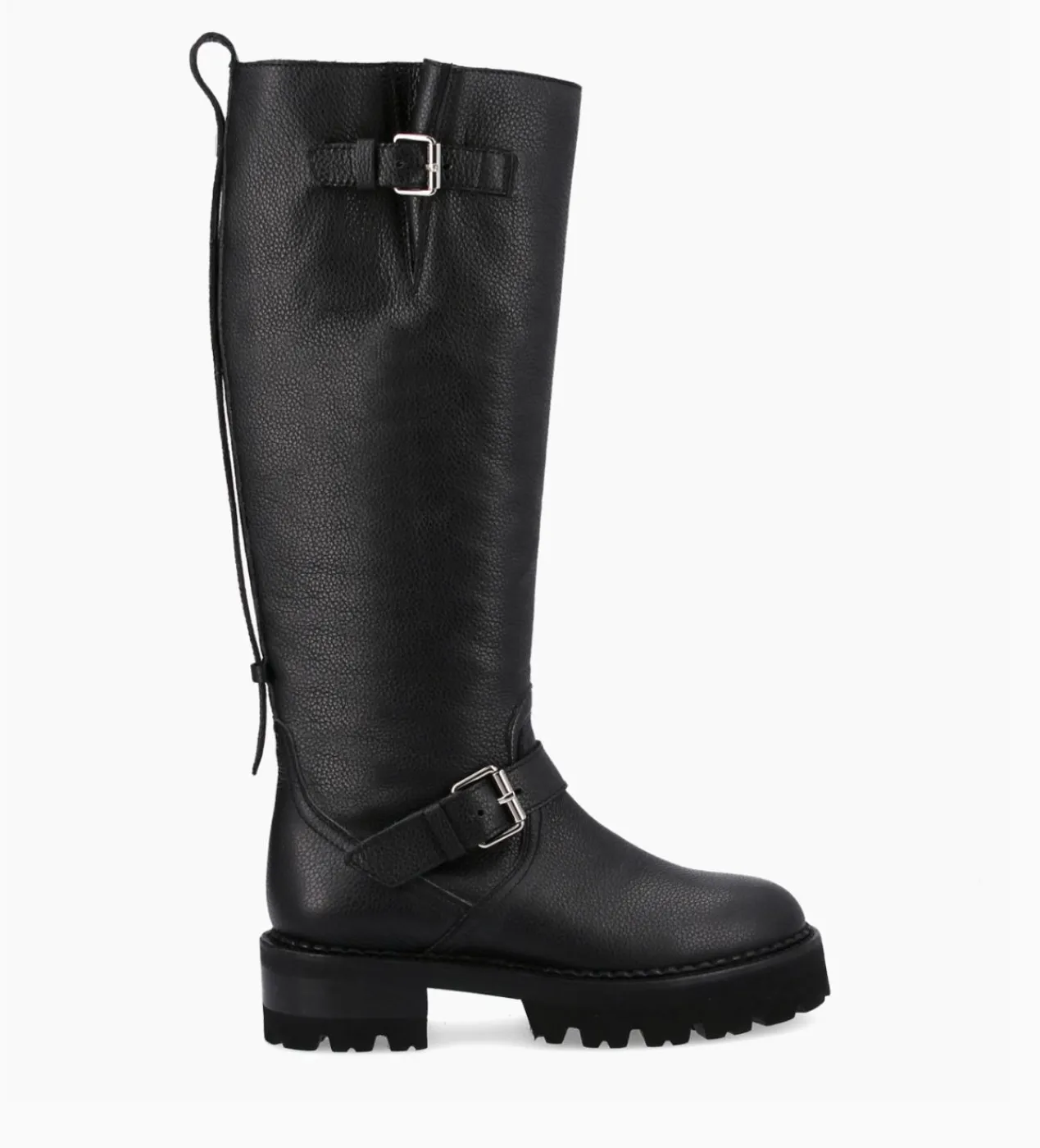 FREE LANCE Paris Botte biker à double boucle - Carra 45 - Cuir grainé - Noir Fashion