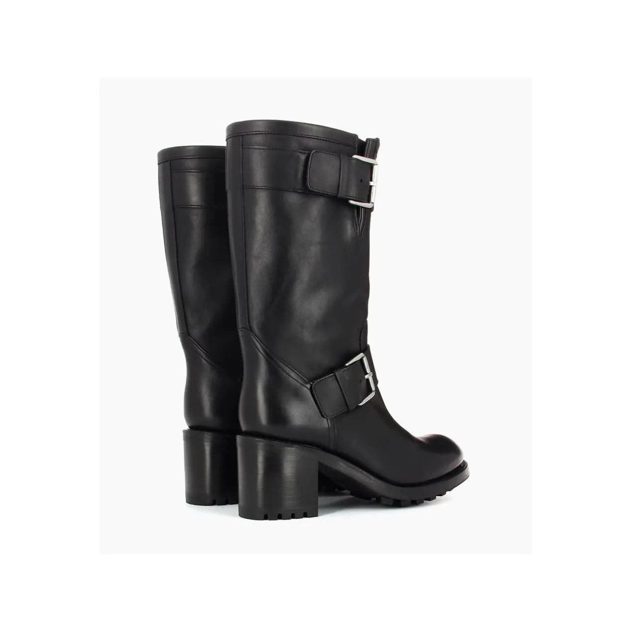 FREE LANCE Paris Botte biker à double boucle biker - Biker 70 - Cuir lisse - Noir Outlet