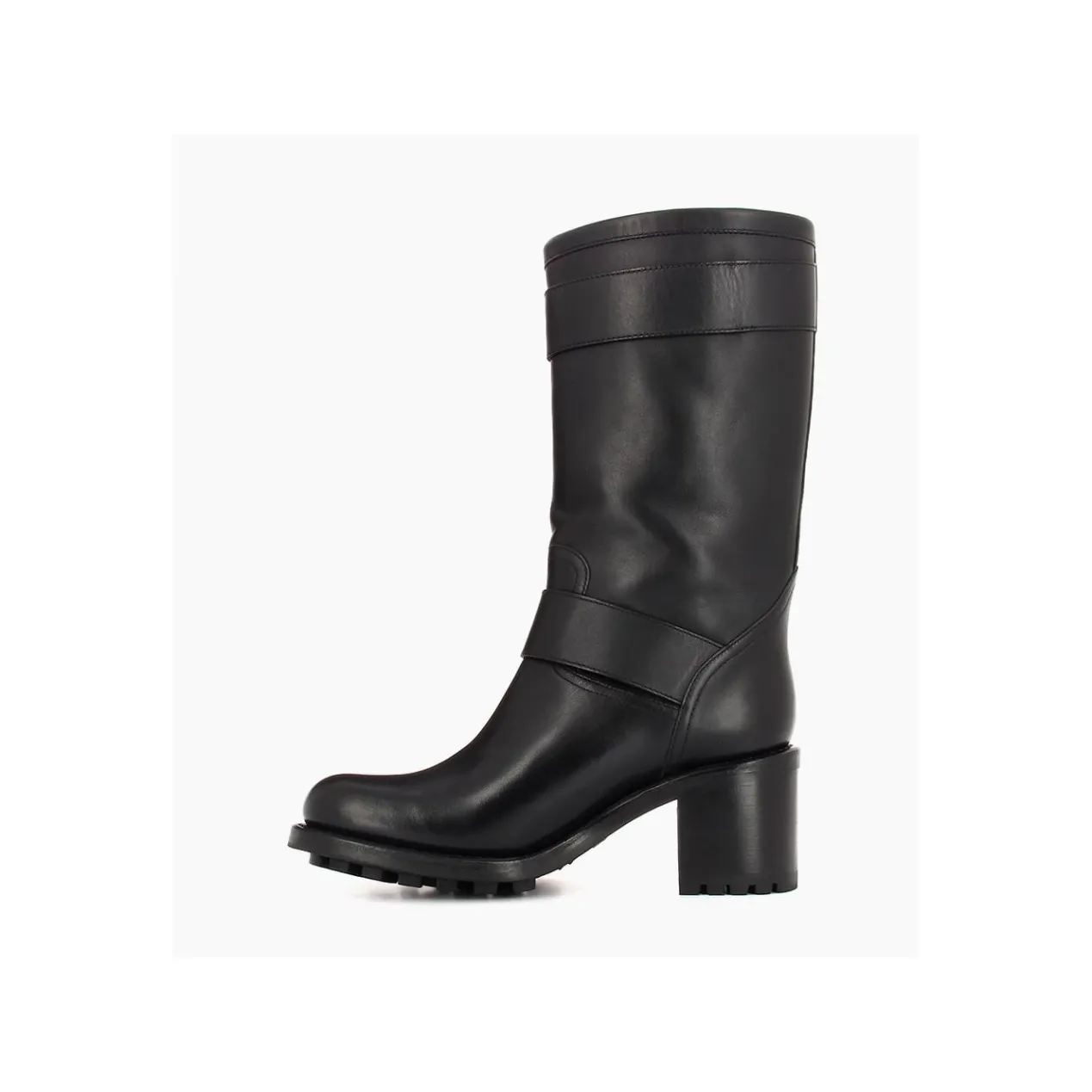 FREE LANCE Paris Botte biker à double boucle biker - Biker 70 - Cuir lisse - Noir Outlet