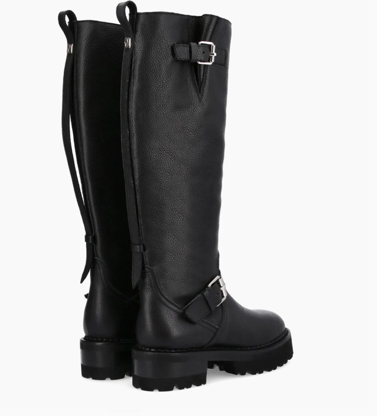 FREE LANCE Paris Botte biker à double boucle - Carra 45 - Cuir grainé - Noir Fashion