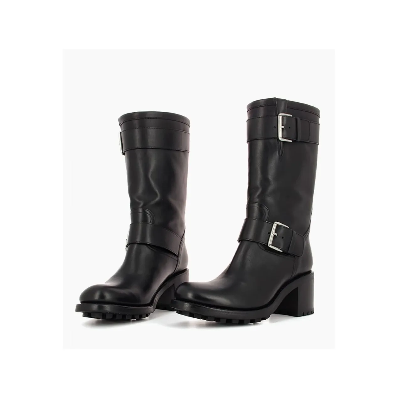 FREE LANCE Paris Botte biker à double boucle biker - Biker 70 - Cuir lisse - Noir Outlet
