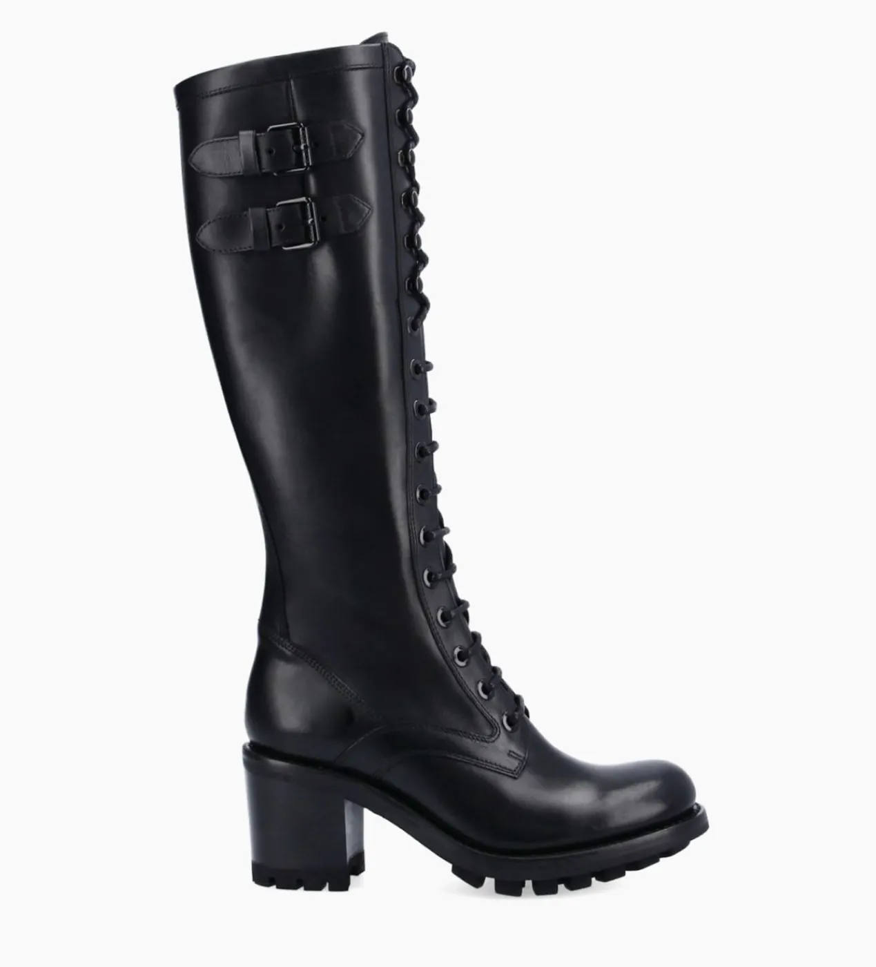 FREE LANCE Paris Botte biker lacée à boucle - Justy 70 - Cuir lisse - Noir Outlet