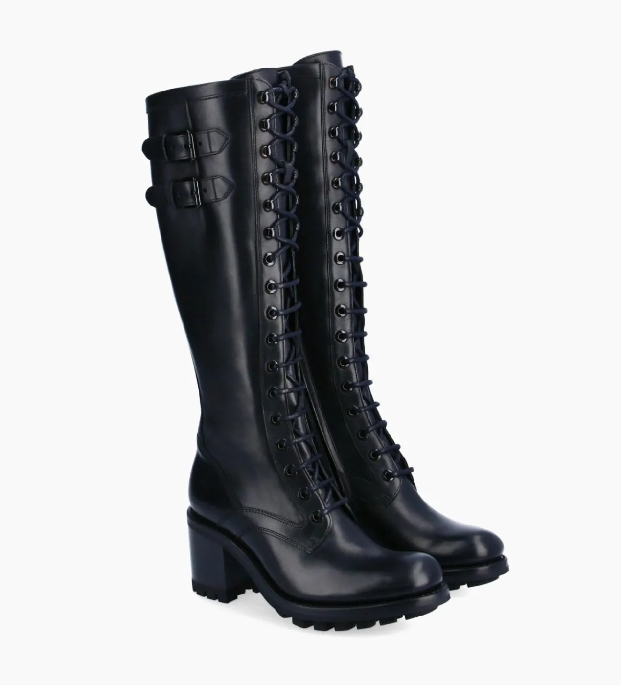 FREE LANCE Paris Botte biker lacée à boucle - Justy 70 - Cuir lisse - Noir Outlet