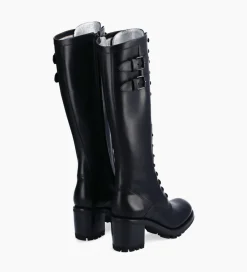 FREE LANCE Paris Botte biker lacée à boucle - Justy 70 - Cuir lisse - Noir Outlet
