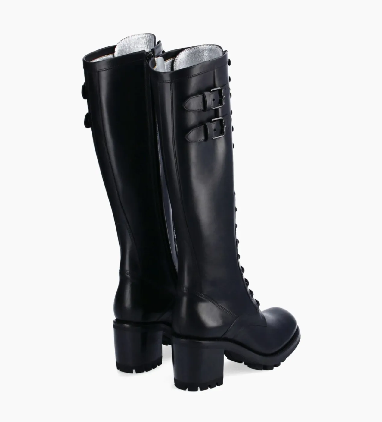 FREE LANCE Paris Botte biker lacée à boucle - Justy 70 - Cuir lisse - Noir Outlet