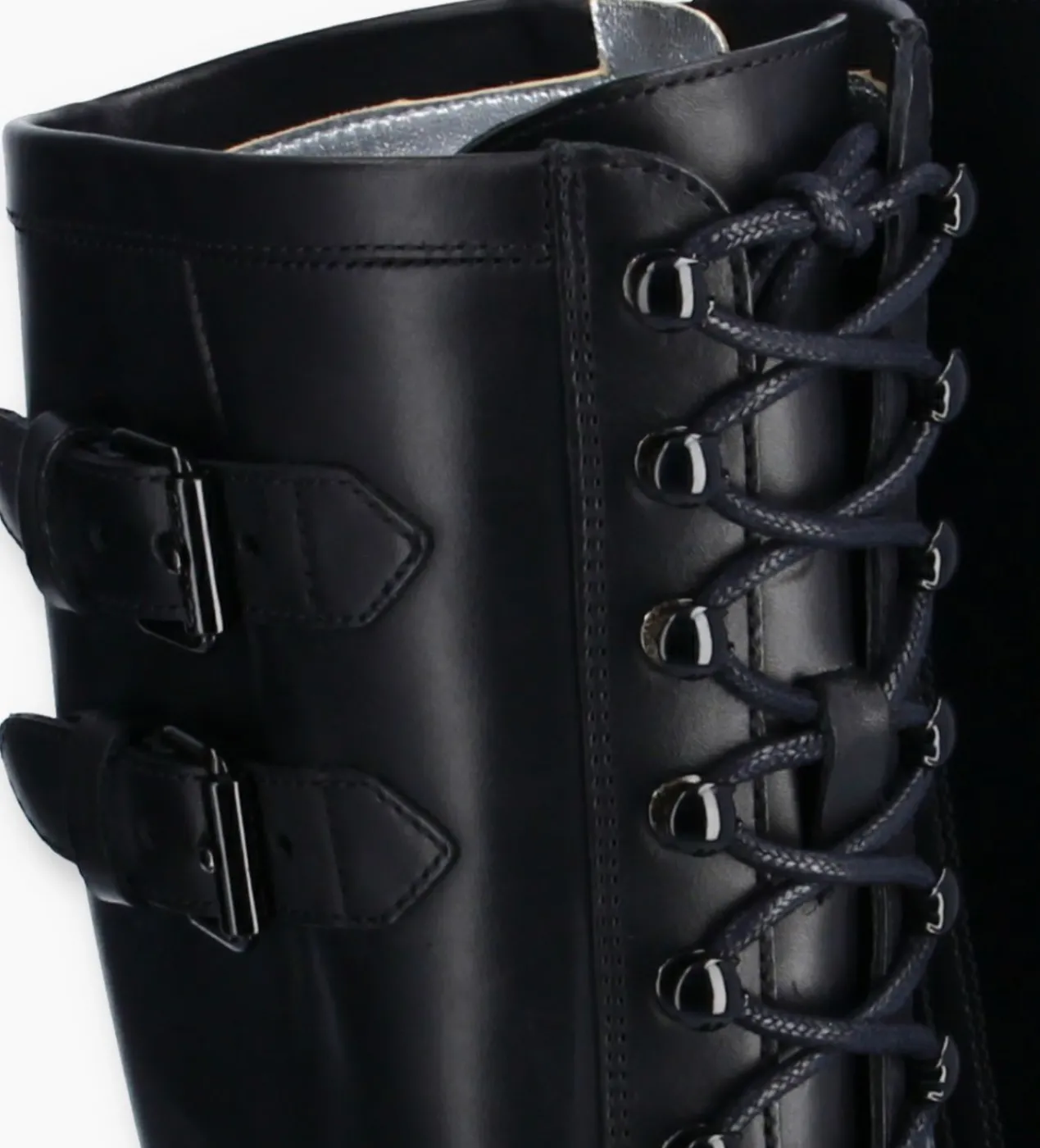 FREE LANCE Paris Botte biker lacée à boucle - Justy 70 - Cuir lisse - Noir Outlet
