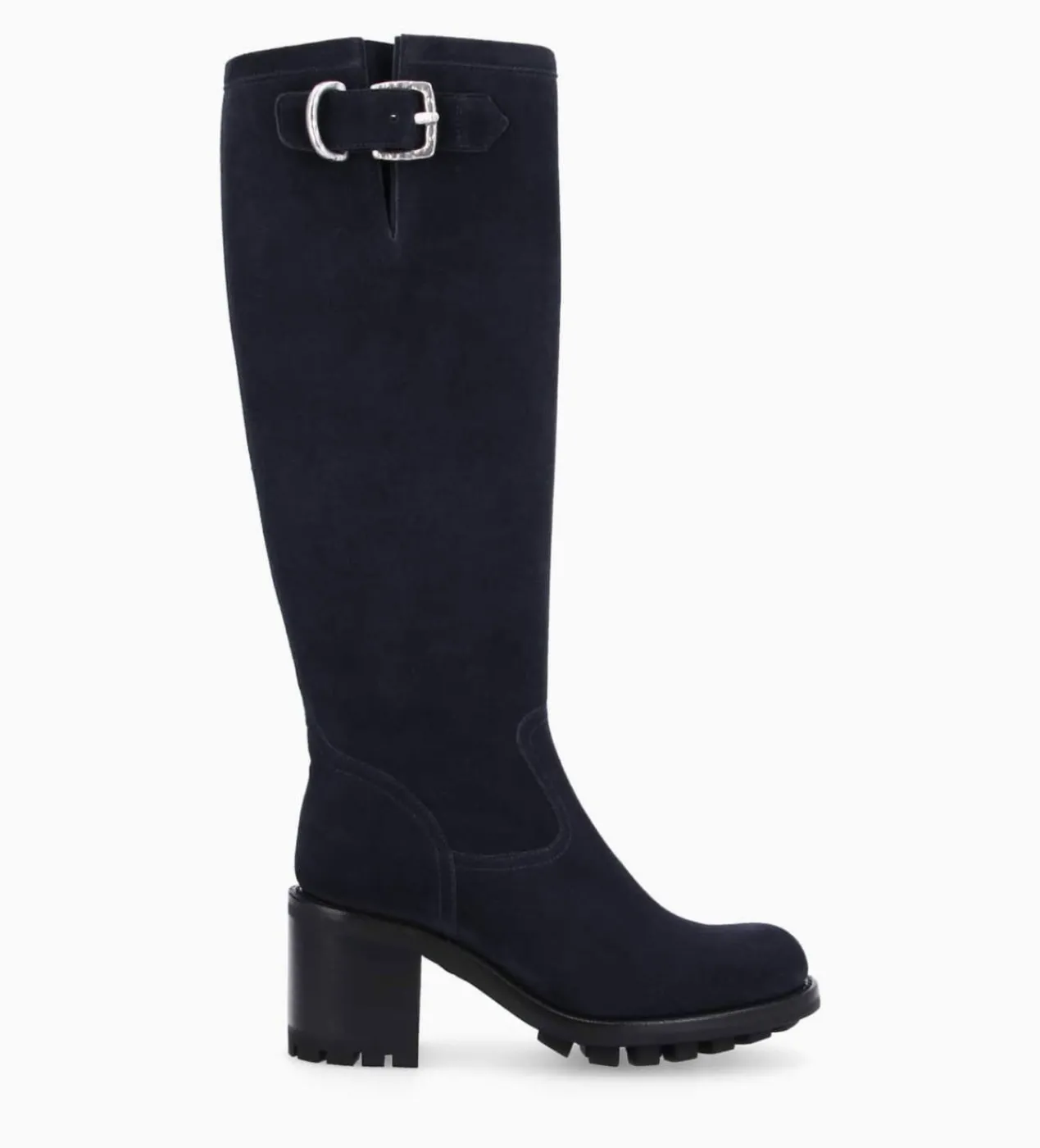 FREE LANCE Paris Botte biker zippée à boucle - Justy 70 - Cuir velours - Marine Clearance