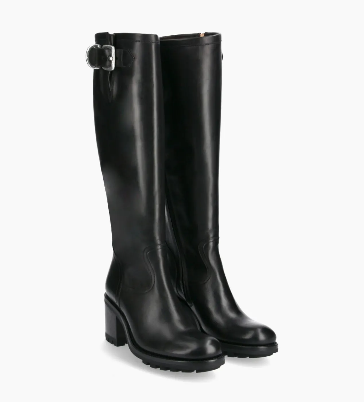FREE LANCE Paris Botte biker zippée à boucle - Justy 70 - Cuir lisse - Noir Discount