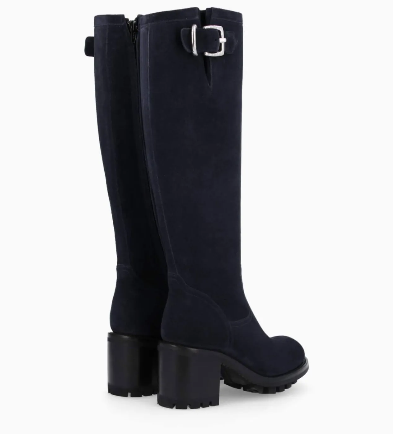 FREE LANCE Paris Botte biker zippée à boucle - Justy 70 - Cuir velours - Marine Clearance