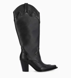 FREE LANCE Paris Botte western à talon - Annie 80 - Cuir de veau lisse mat - Noir Best