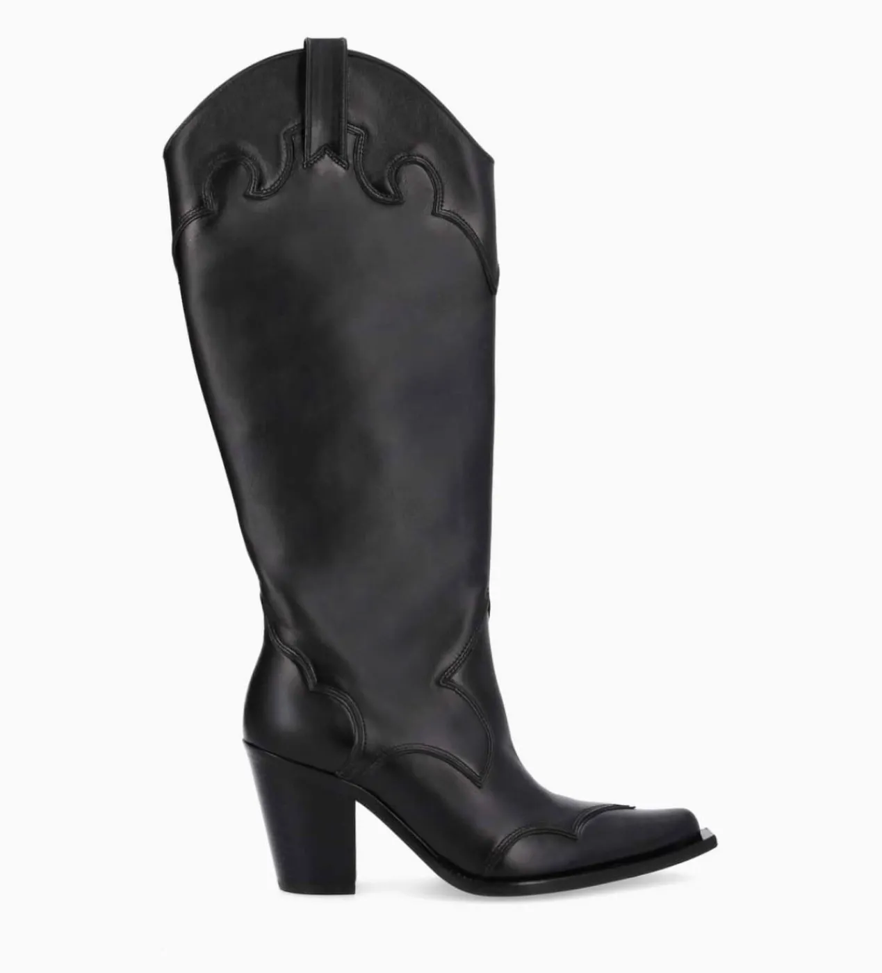 FREE LANCE Paris Botte western à talon - Annie 80 - Cuir de veau lisse mat - Noir Best