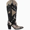 FREE LANCE Paris Botte western à talon - Annie 80 - Cuir de veau/Velours/Nappa/Serpent - Noir/Beige/Taupe Cheap