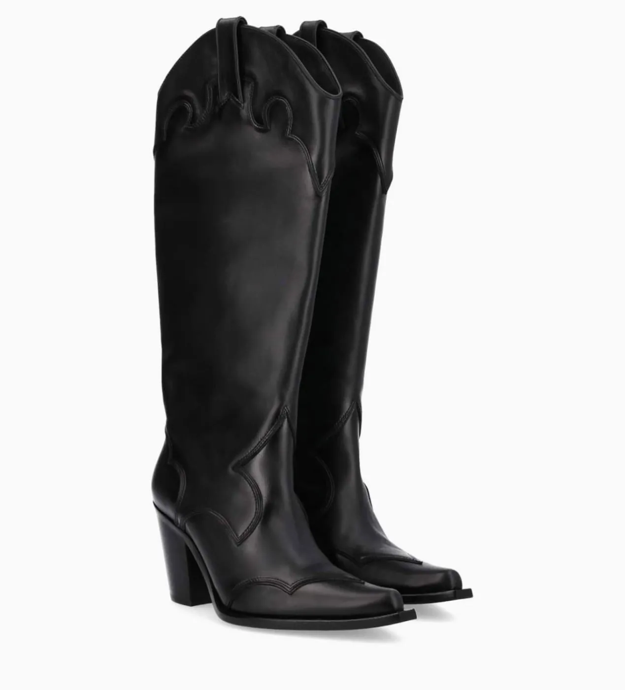 FREE LANCE Paris Botte western à talon - Annie 80 - Cuir de veau lisse mat - Noir Best