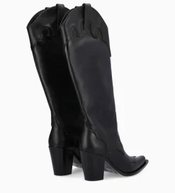 FREE LANCE Paris Botte western à talon - Annie 80 - Cuir de veau lisse mat - Noir Best