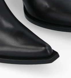 FREE LANCE Paris Botte western à talon brodée - Tina 50 - Cuir de veau lisse brillant - Noir/Beige Best Sale