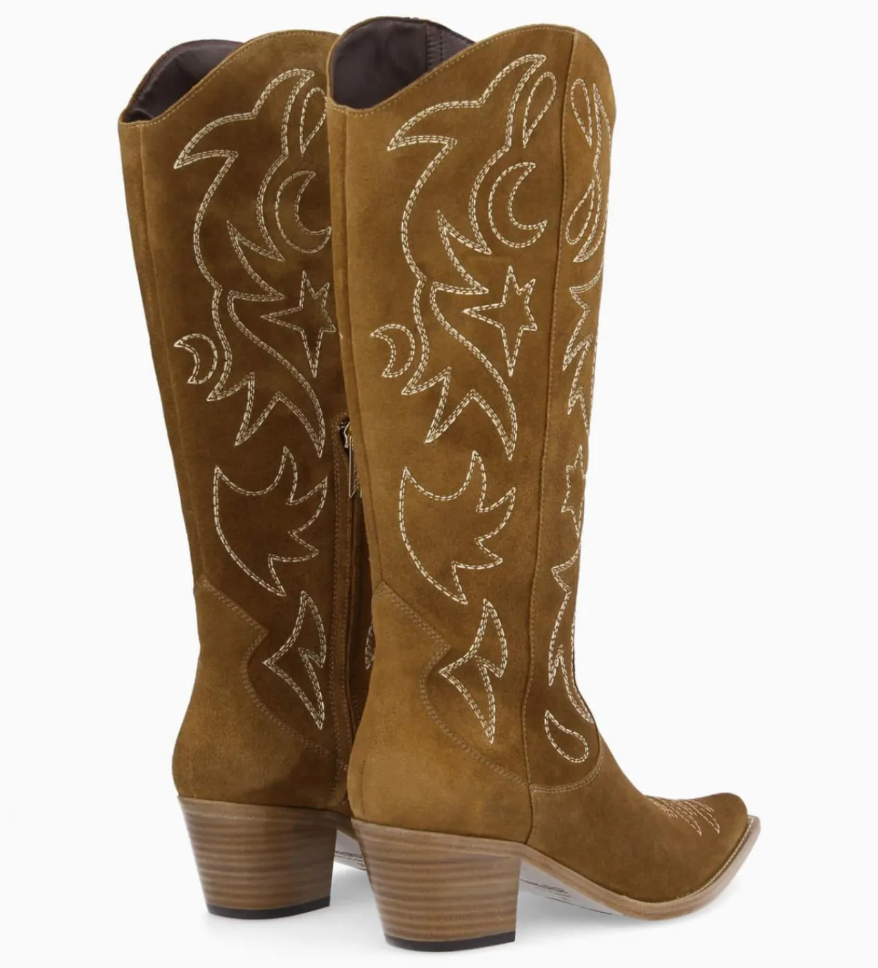 FREE LANCE Paris Botte western brodée à talon - Ruby 50 - Cuir velours - Sienna Fashion