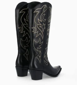 FREE LANCE Paris Botte western brodée à talon - Ruby 50 - Cuir de veau lisse brillant - Noir Clearance