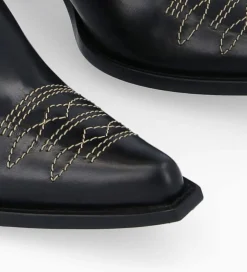 FREE LANCE Paris Botte western brodée à talon - Ruby 50 - Cuir de veau lisse brillant - Noir Clearance