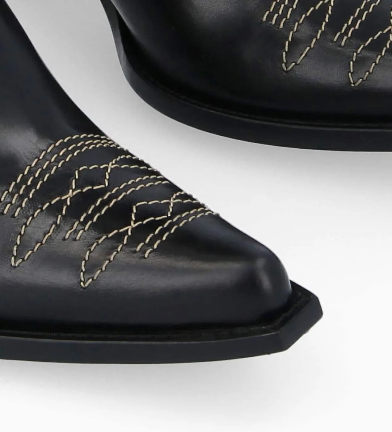 FREE LANCE Paris Botte western brodée à talon - Ruby 50 - Cuir de veau lisse brillant - Noir Clearance