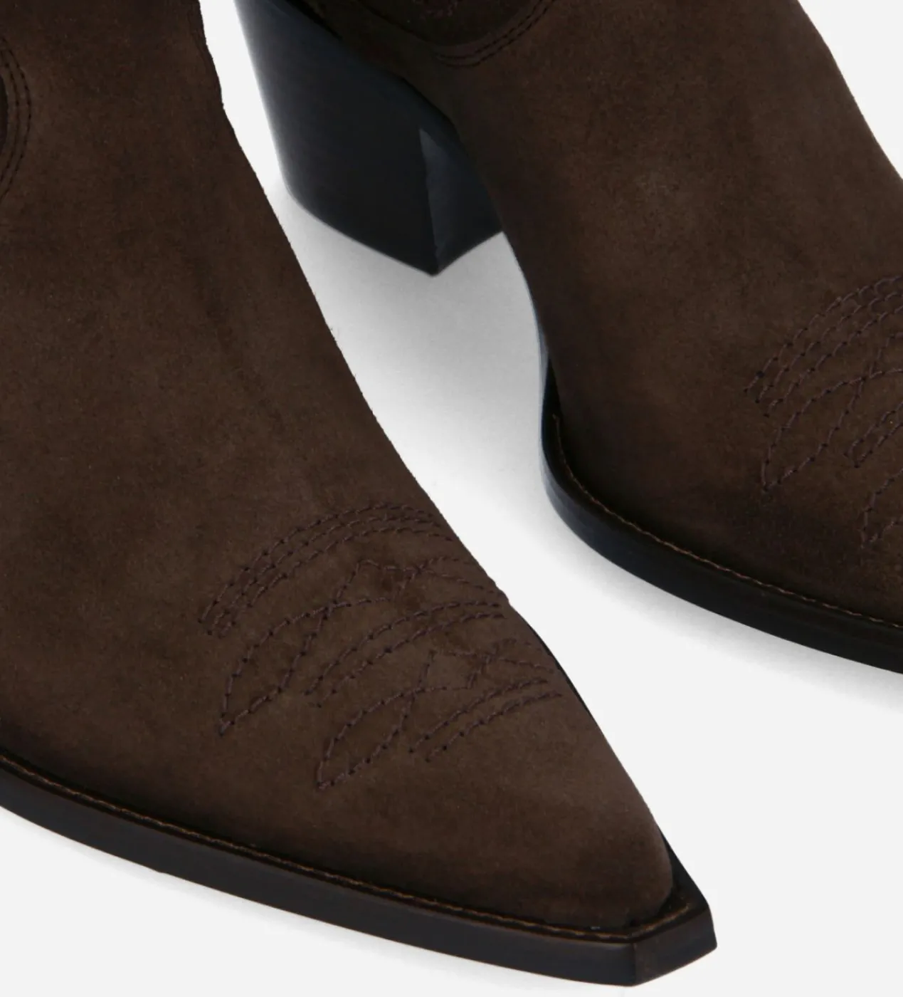 FREE LANCE Paris Botte western brodée à talon - Ruby 50 - Cuir velours - Marron foncé Marronfoncé Store