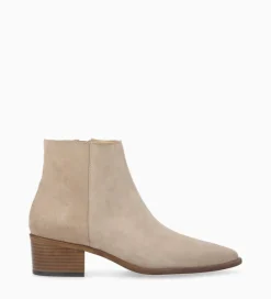 FREE LANCE Paris Bottine à talon à zip - Megan 50 - Cuir velours - Taupe Flash Sale
