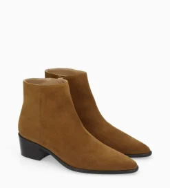 FREE LANCE Paris Bottine à talon à zip - Megan 50 - Cuir velours - Tabac Best