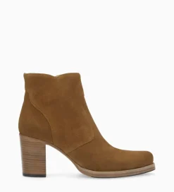 FREE LANCE Paris Bottine à talon à zip - Paddy 70 - Cuir velours - Sienna Outlet