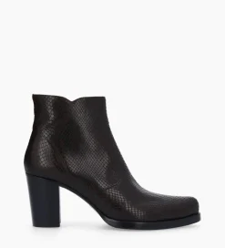 FREE LANCE Paris Bottine à talon à zip - Paddy 70 - Cuir imprimé serpent - Café Cheap