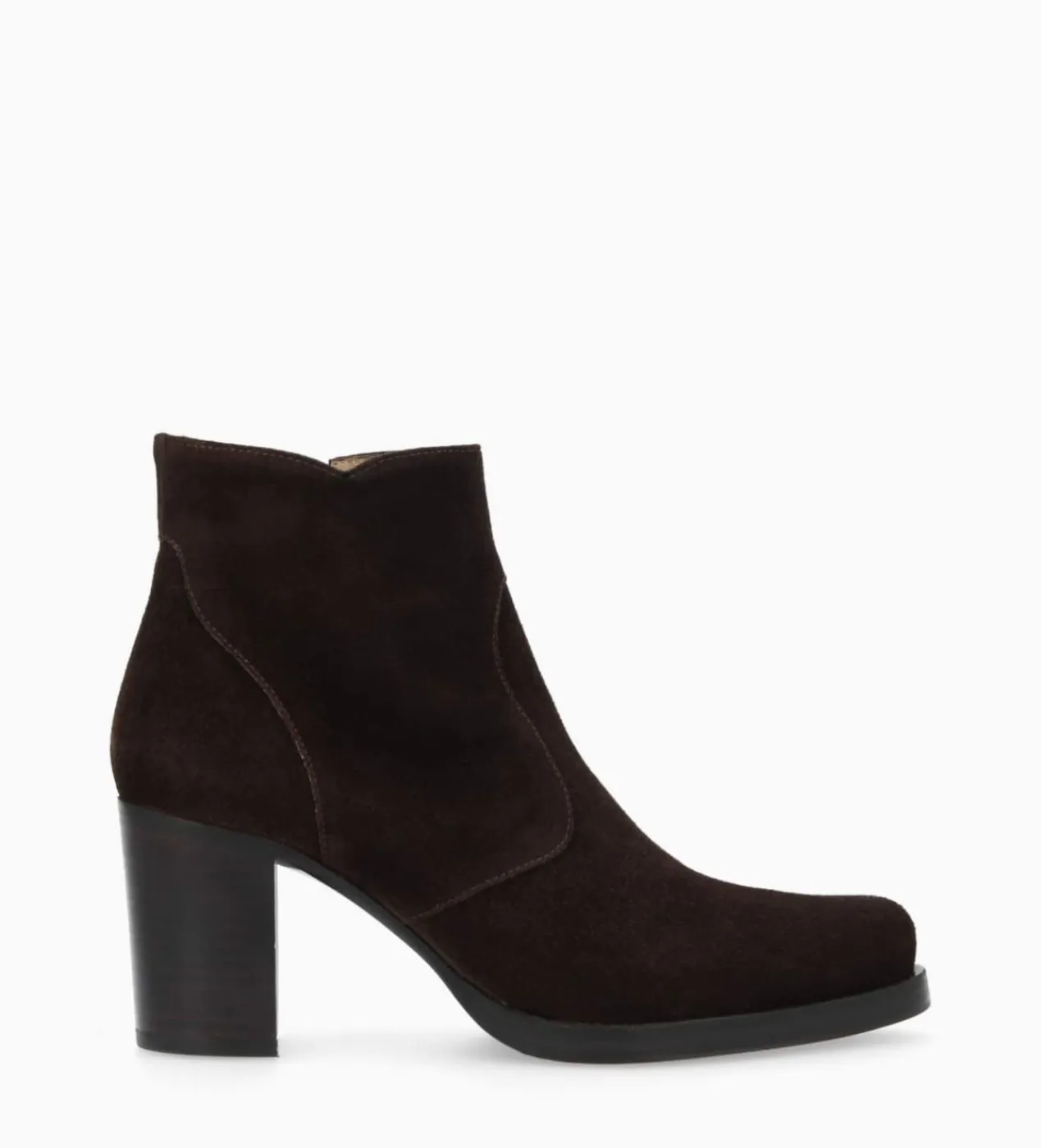 FREE LANCE Paris Bottine à talon à zip - Paddy 70 - Cuir velours - Marron foncé Marronfoncé Store