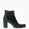 FREE LANCE Paris Bottine à talon à zip - Paddy 70 - Cuir embossé croco - Noir Shop