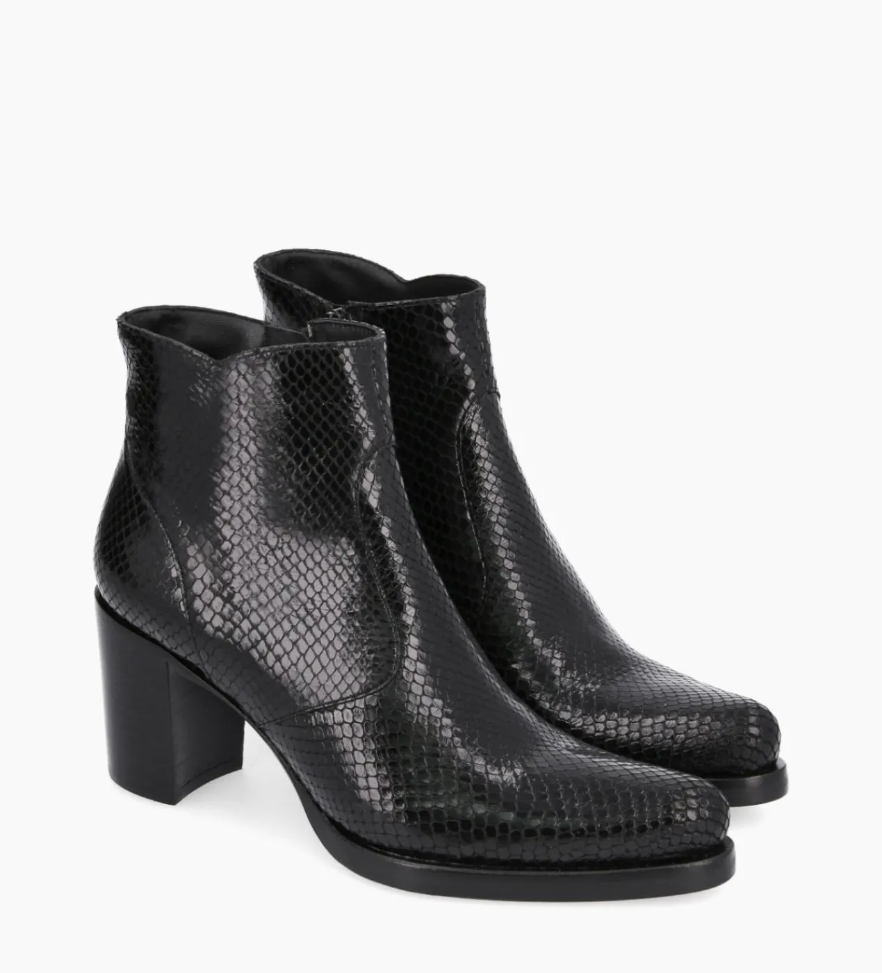FREE LANCE Paris Bottine à talon à zip - Paddy 70 - Cuir imprimé serpent - Noir Sale