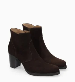 FREE LANCE Paris Bottine à talon à zip - Paddy 70 - Cuir velours - Marron foncé Marronfoncé Store