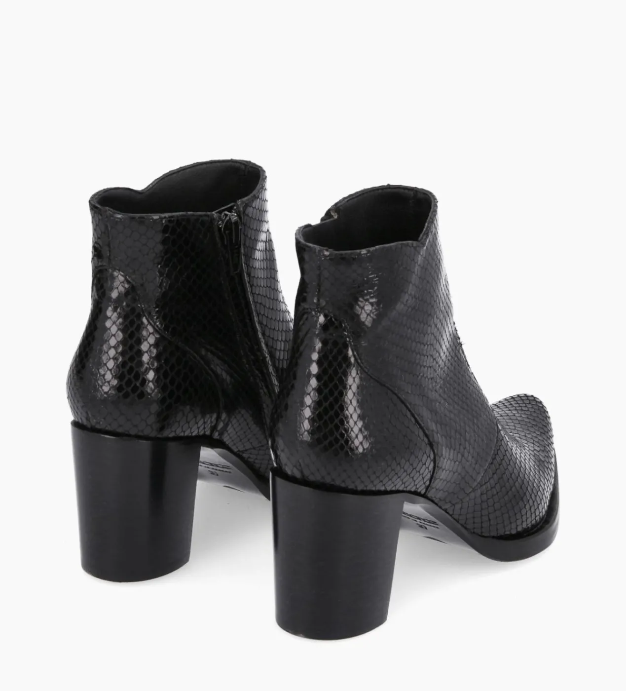 FREE LANCE Paris Bottine à talon à zip - Paddy 70 - Cuir imprimé serpent - Noir Sale